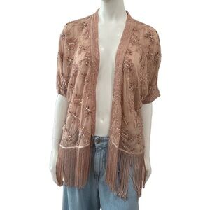 Miss Selfridge Beaded Embellished Fringe Kimono